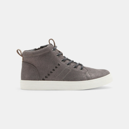 Avis Baskets mid croûte de cuir paillettes grises fille OKAIDI 1
