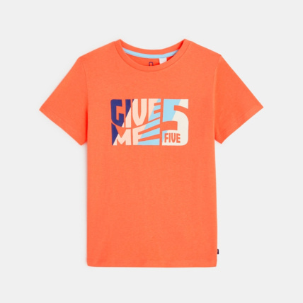 Avis T-shirt à message "Give me five" orange garçon OKAIDI 2