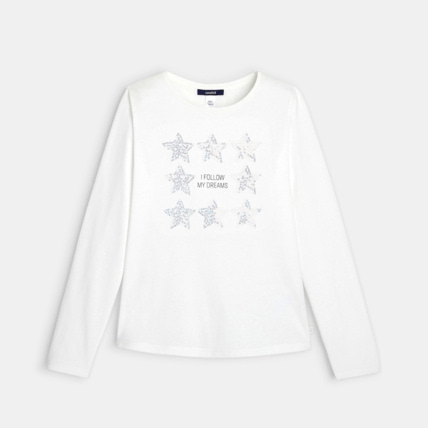 Avis T-shirt à sequins beige fille OKAIDI 1