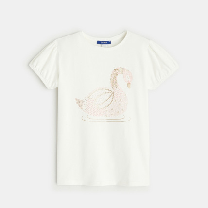 Avis T-shirt col rond motif signe blanc fille OKAIDI 1