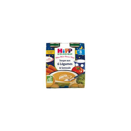Avis Soupe aux 6 Légumes Semoule - 2 briques x 250ml - 8 mois HIPP 1