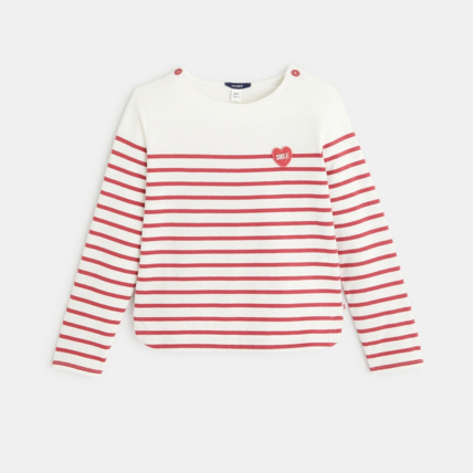 Avis T-shirt marinière à personnaliser d'un cœur rose fille OKAIDI 1