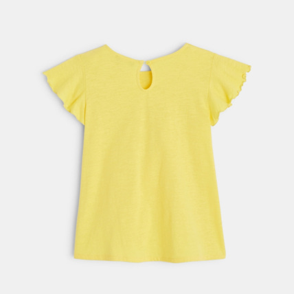 Avis T-shirt détail broderie anglaise jaune fille OKAIDI 4
