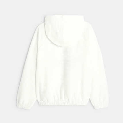 Avis Sweat-shirt à capuche à message "Snow is coming" blanc fille OKAIDI 3
