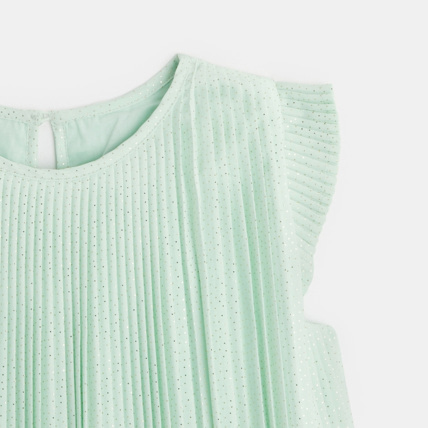 Avis Robe unie plissée et pailletée verte fille OKAIDI 2