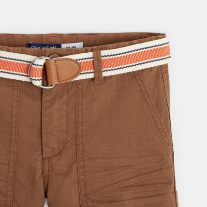 Avis Bermuda slim en toile + ceinture marron garçon OKAIDI 2