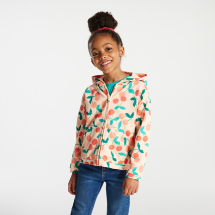 Avis Sweat-shirt à capuche imprimé cerises orange fille OKAIDI 1
