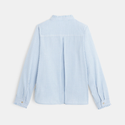Avis Chemise frou-frou rayée et broderie cœur bleue fille OKAIDI 2