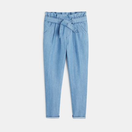 Avis Pantalon chino en denim léger bleu fille OKAIDI 2