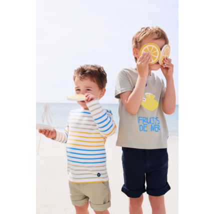 Avis Marinière tricolore Kids - coton épais - Milk/Dorure/Lobelia/Oyat ARMOR-LUX 1