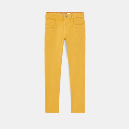 Avis Pantalon skinny en toile unie jaune garçon OKAIDI 1