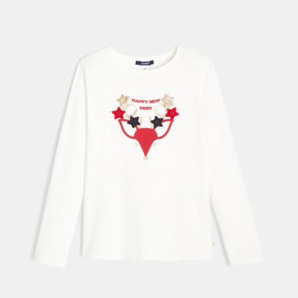 Avis T-shirt personnalisable renne de Noël blanc fille OKAIDI 1