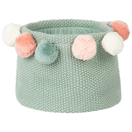 Avis Panier de rangement en tricot avec pompoms Prémaman 2