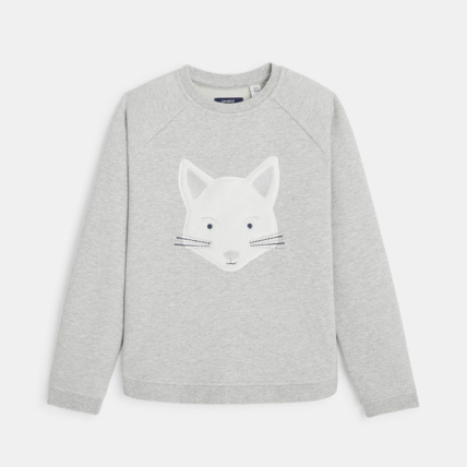 Avis Sweat-shirt pailleté motif chat gris fille OKAIDI 2