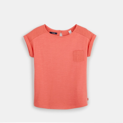 Avis T-shirt détail ajouré rouge fille OKAIDI 1