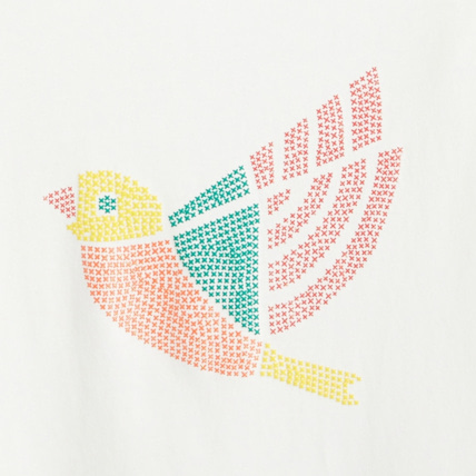 Avis T-shirt imprimé animal point de croix blanc fille OKAIDI 3