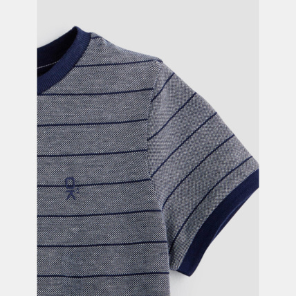 Avis T-shirt rayé nid d'abeille bleu garçon OKAIDI 3