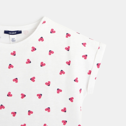 Avis T-shirt imprimé motif "petits coeurs-coccinelles" rose fille OKAIDI 3