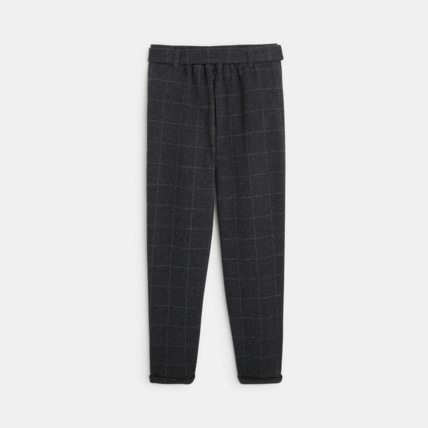 Avis Pantalon à pinces ceinturé à carreaux gris fille OKAIDI 3