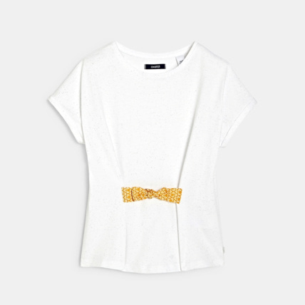 Avis T-shirt effet ceinturé blanc fille OKAIDI 1
