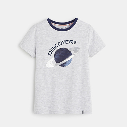 Avis T-shirt à sequins magiques gris garçon OKAIDI 1