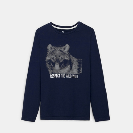Avis T-shirt en coton biologique motif animal 3D bleu garçon OKAIDI 1