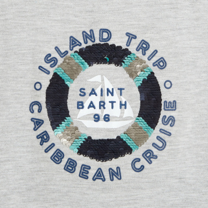 Avis T-shirt à sequins magiques "Island Trip" gris garçon OKAIDI 2