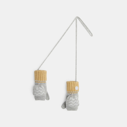 Avis Moufles mitaines en maille jacquard grises fille OKAIDI 1