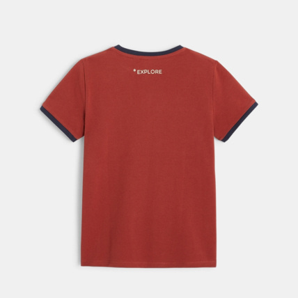 Avis T-shirt maille piquée motifs hiéroglyphes rouge garçon OKAIDI 3