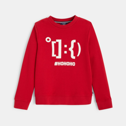Avis Sweat-shirt manches longues à message HO HO HO rouge garçon OKAIDI 2