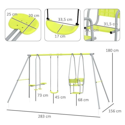 Avis Balançoire 3 agrès portique OUTSUNNY 4