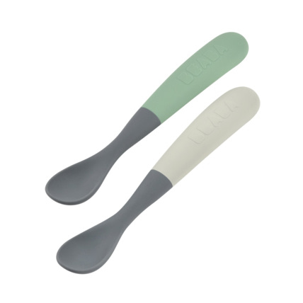 Avis Lot de 2 cuillères 1er âge silicone bi-ton mineral BÉABA 1