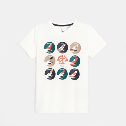 Avis T-shirt manches courtes motif avion blanc garçon OKAIDI 1