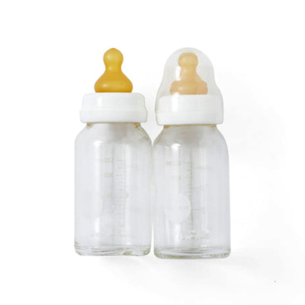 Avis Lot 2 biberons en verre et tétines 120ml HEVEA 1