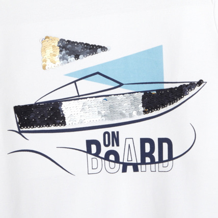 Avis T-shirt col rond à sequins magiques blanc garçon OKAIDI 2