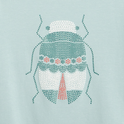 Avis T-shirt imprimé animal point de croix vert fille OKAIDI 3