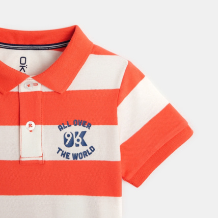 Avis Polo rayé en jersey piqué orange garçon OKAIDI 2