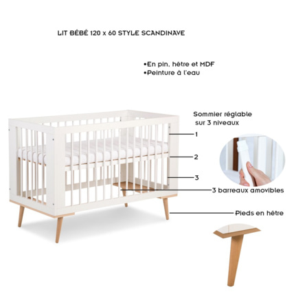Avis Lit bébé à barreaux avec sommier réglable SOFIE LITTLE SKY BY KLUPS 2