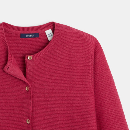 Avis Gilet côtelé boutonné rose fille OKAIDI 3