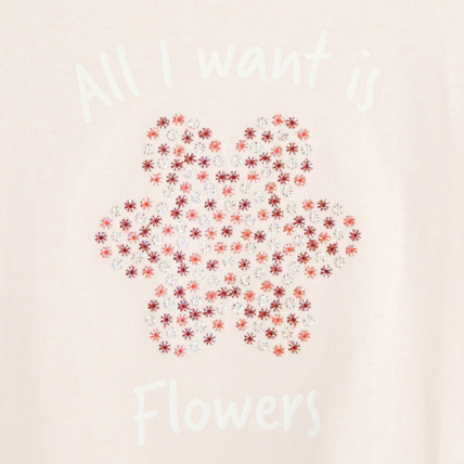 Avis T-shirt à message "All I want is... Flowers" rose fille OKAIDI 3