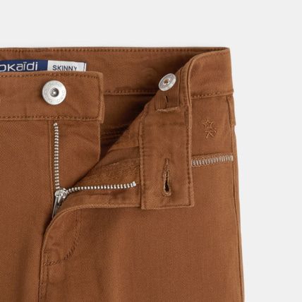 Avis Pantalon skinny en toile unie marron fille OKAIDI 2