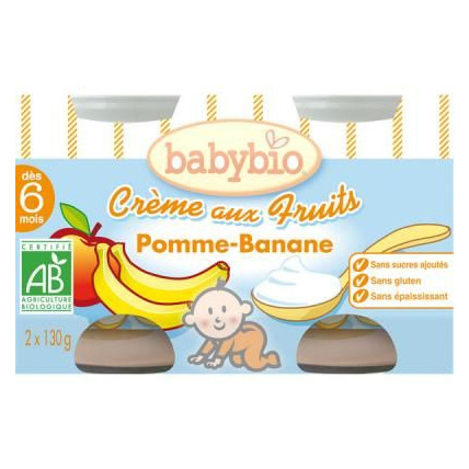 Avis BIO Crème aux fruits Pomme - banane 130 g dès 6 mois Babybio 1