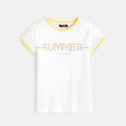 Avis T-shirt à message "Summer" jaune fille OKAIDI 1