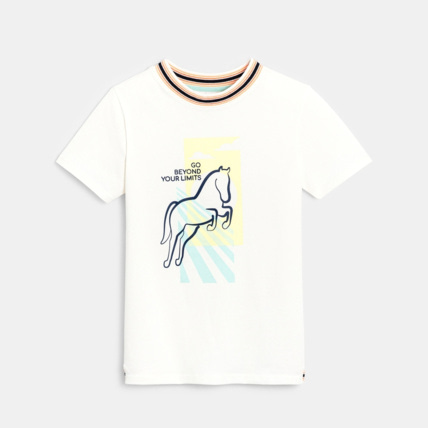 Avis T-shirt à col côtelé blanc garçon OKAIDI 1