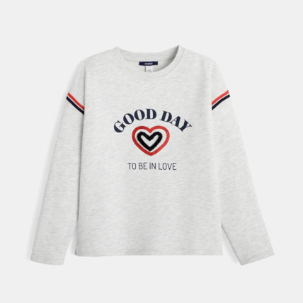 Avis Sweat à message Good Day gris fille OKAIDI 1