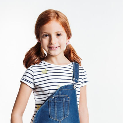Avis T-shirt rayé fantaisie bleu fille OKAIDI 1