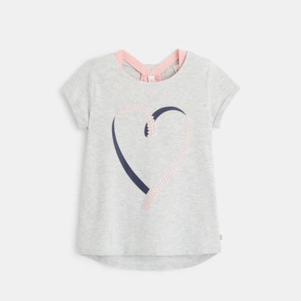 Avis T-shirt sport effet 2-en-1 motif coeur gris fille OKAIDI 1
