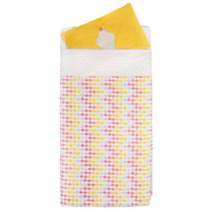 Avis Parure housse de couette + taie d'oreiller motif cupcake - 140 x 100 cm Prémaman 1