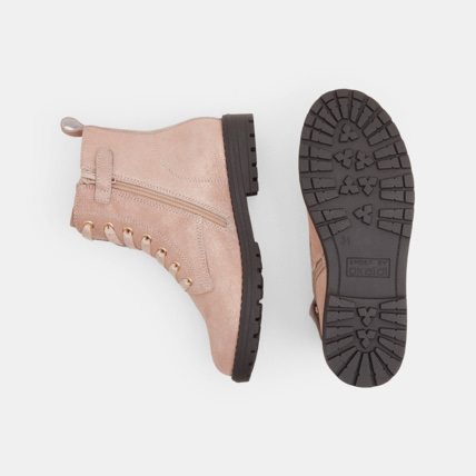 Avis Boots croûte de cuir irisée à lacets roses fille OKAIDI 3
