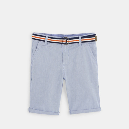 Avis Bermuda rayé hyper stretch bleu garçon OKAIDI 1